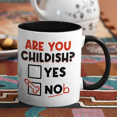 Alternative view of Are You Childish Yes Nob Funny Penis Ceramic Accent Mug - Coffee Mug