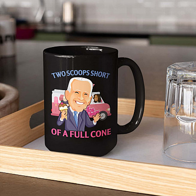 Two Scoops Short Of A Full Cone Anti Biden Harris Ceramic Coffee Mug - Water Bottle - Beer Stein