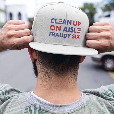 Alternative view of Funny Anti Biden Say No To Creepy Biden Fraudy Six 46 Twill Cap Hat - Clean Up On Aisle 46 Cap Hat - Anti Biden Harris Hat