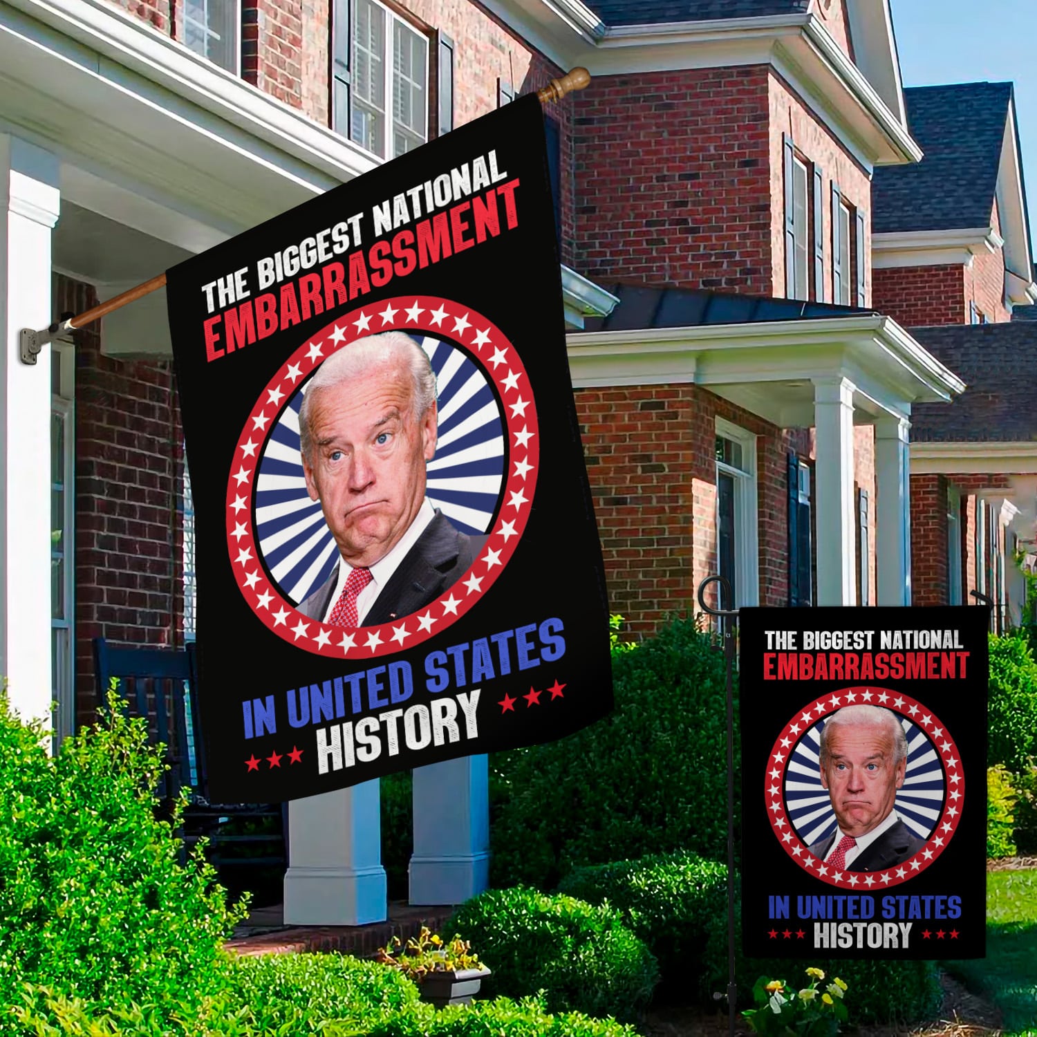 3KNG. Biden embarrassment FLAG 30x40 Garden & House Mockup 2