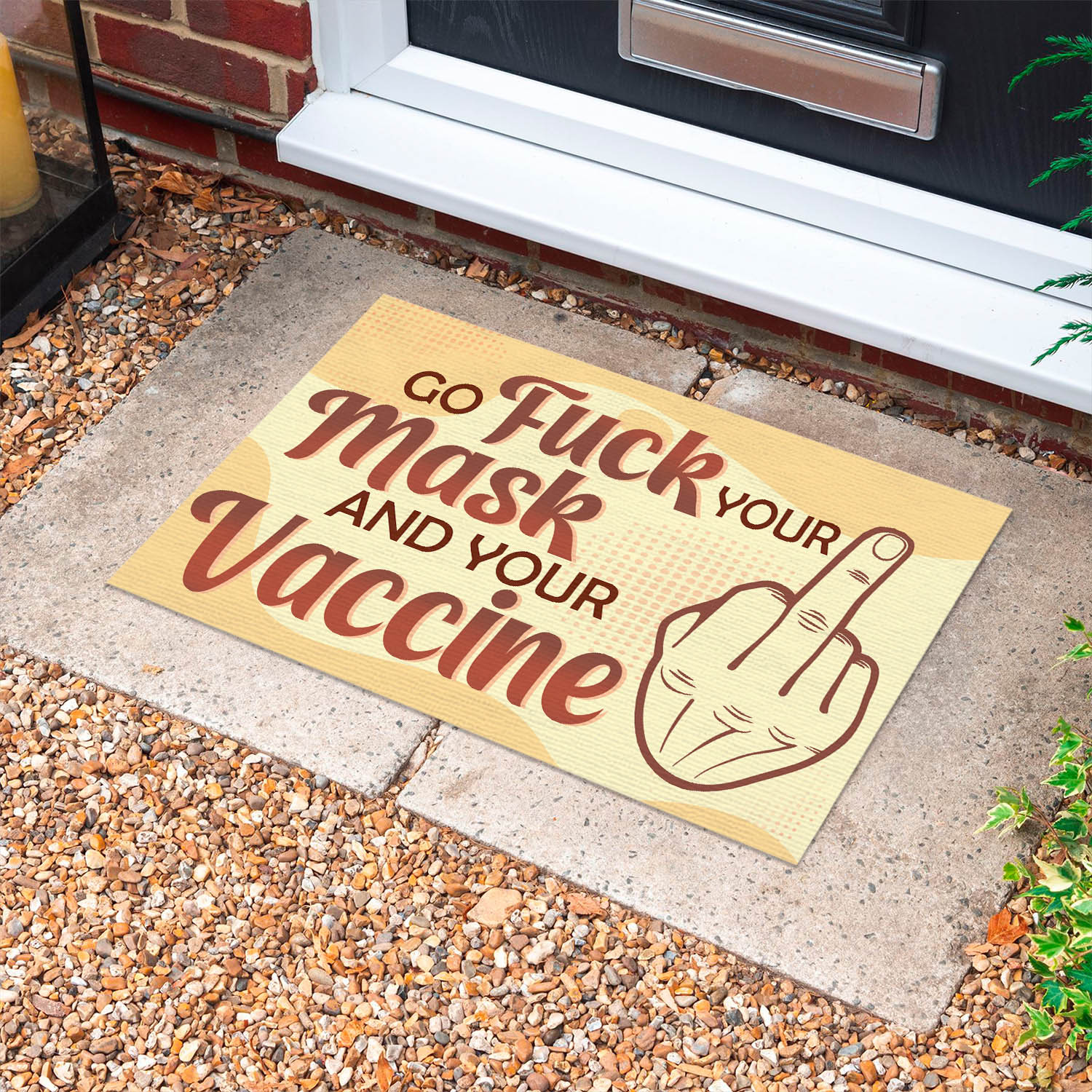 3LV. Go Fuck Your Mask -doormat(4) Doormat mockup 10fx