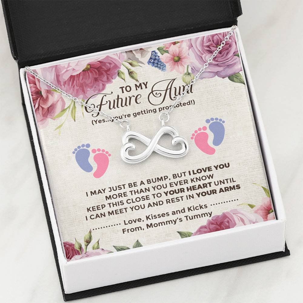 To My Future Aunt I May Just Be A Bump Aunt To Be Infinity Heart Pendant Necklace - Soon To Be Aunt Gifts To My Future Aunt I May Just Be A Bump Aunt To Be Infinity Heart Pendant Necklace - Soon To Be Aunt Gifts