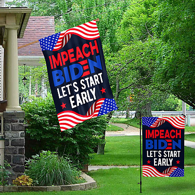 Alternative view of Impeach Biden Let's Start Early Decorative Garden Flag – Anti Biden House Flag - Biden Wall Flag