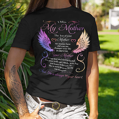 Alternative view of I Miss My Mother Mom Memorial T-Shirt - V-Neck Tee - Loss of Mom Gift