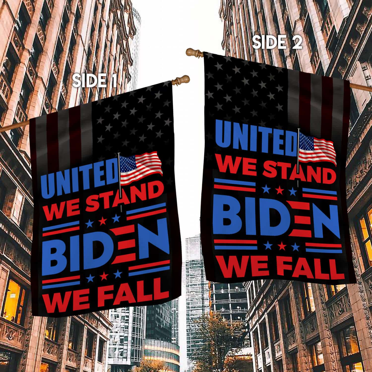 4HV. United We Stand_30x40_side 1 House Flag Mockup 2 Side-1