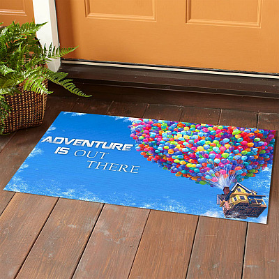 Alternative view of Adventure Is Out There Outdoor Indoor Doormat - Up House Balloon Welcome Door Mat Rug - Housewarming Gift