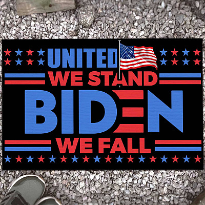 United We Stand Biden We Fall Indoor Doormat - Anti Joe Biden Outdoor Doormat