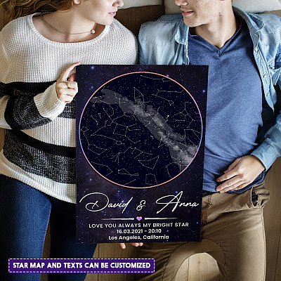 Alternative view of Personalized Star Map Love You Always My Bright Star Framed Canvas Prints - Custom Couple Constellation Map Poster