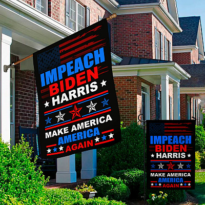 Alternative view of Impeach Biden Harris Make America America Again Garden Flag - Anti Biden Harris House Flag