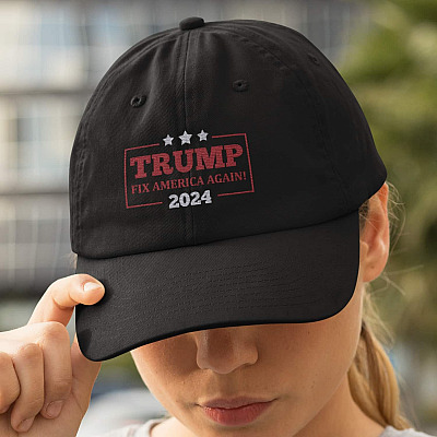Trump Fix America Again 2024 Twill Cap - High-Profile Snapback -Trucker Hat