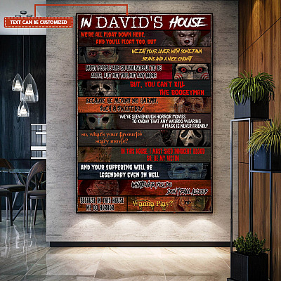 Personalized Name In This House Horror Movies Characters Gallery Wrapped Framed Canvas Print - Home Decor Wall Art - Poster