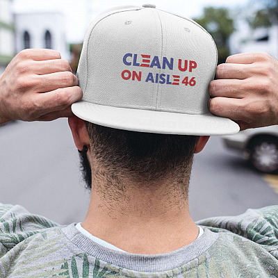Alternative view of Funny Anti Biden Say Clean Up On Aisle 46 Cap Hat - Say No To Creepy Biden Fraudy Six 46 Twill Cap Hat - Anti Biden Harris Hat