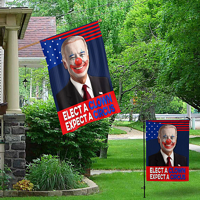 Alternative view of Biden Elect A Clown Expect A Circus Outdoor Garden Flag - House Flag - Wall Flag -  Anti Biden Clown Flag