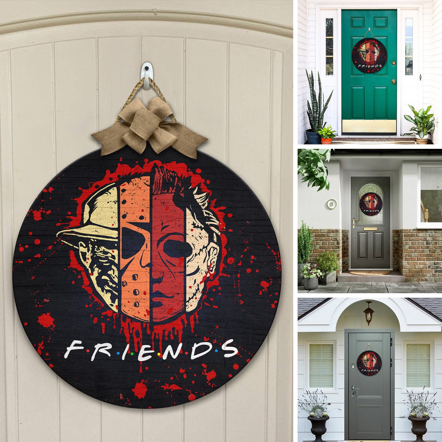 2KT. Scary Faces Halloween Characters (2) Door Sign Mockup 12