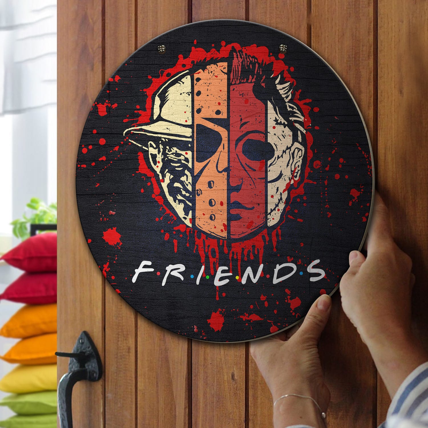 2KT. Scary Faces Halloween Characters (2) Door Sign Mockup 13