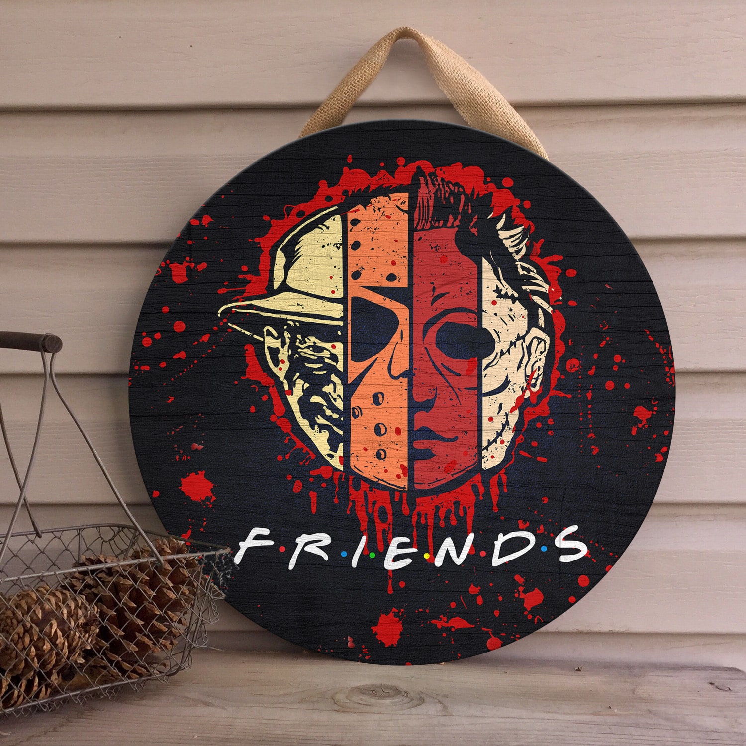 2KT. Scary Faces Halloween Characters (2) Door Sign Mockup 4