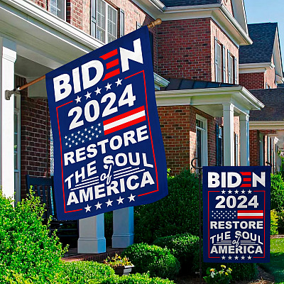 Alternative view of Joe Biden Flag 2024 Restore the Soul of America Garden Flag - House Flag - Wall Flag