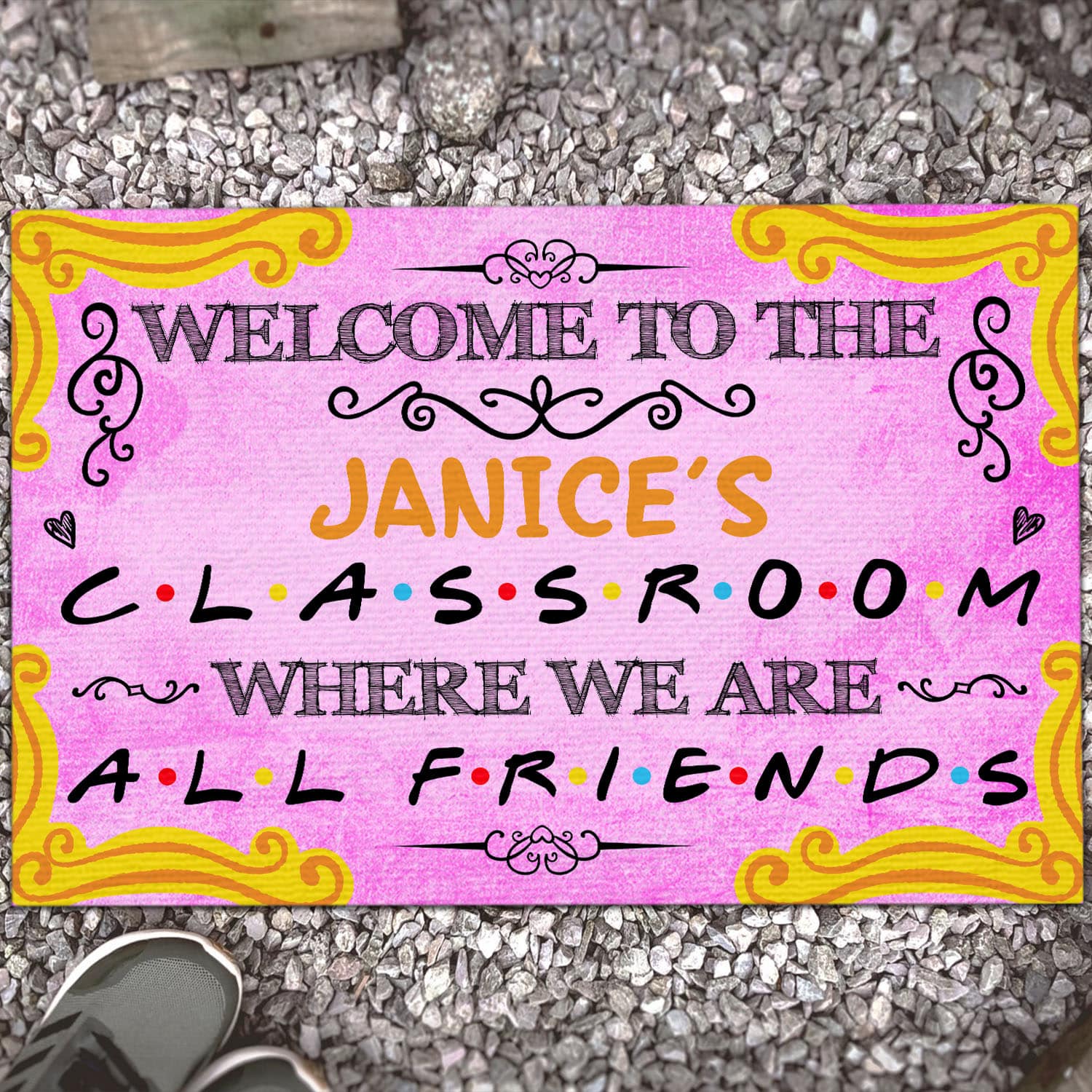 9VT. Welcome To The Classroom (Sample Design) Doormat Mockup 13