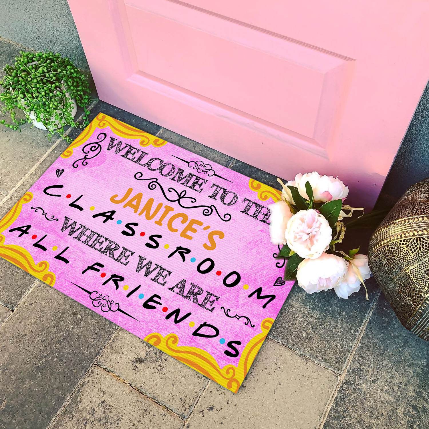 9VT. Welcome To The Classroom (Sample Design) Doormat mockup 4