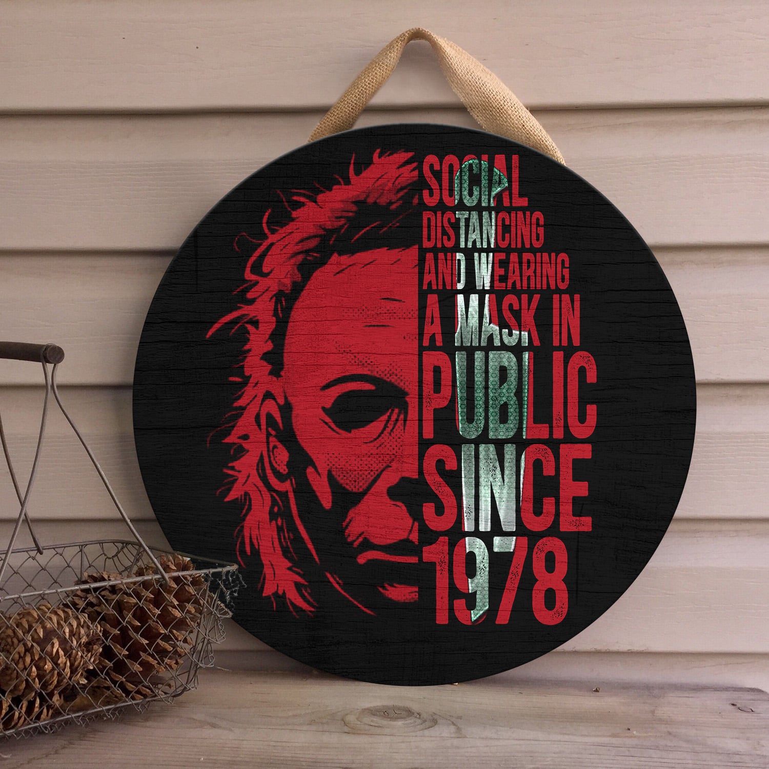 1KT. Michael Myers Social Distance Door Sign Mockup 4