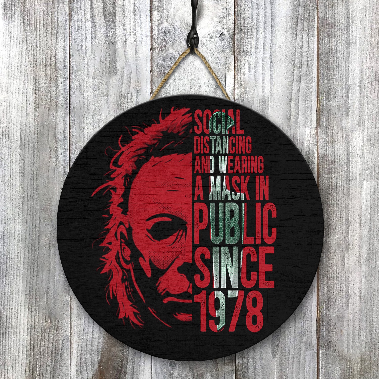 1KT. Michael Myers Social Distance Door Sign Mockup 8