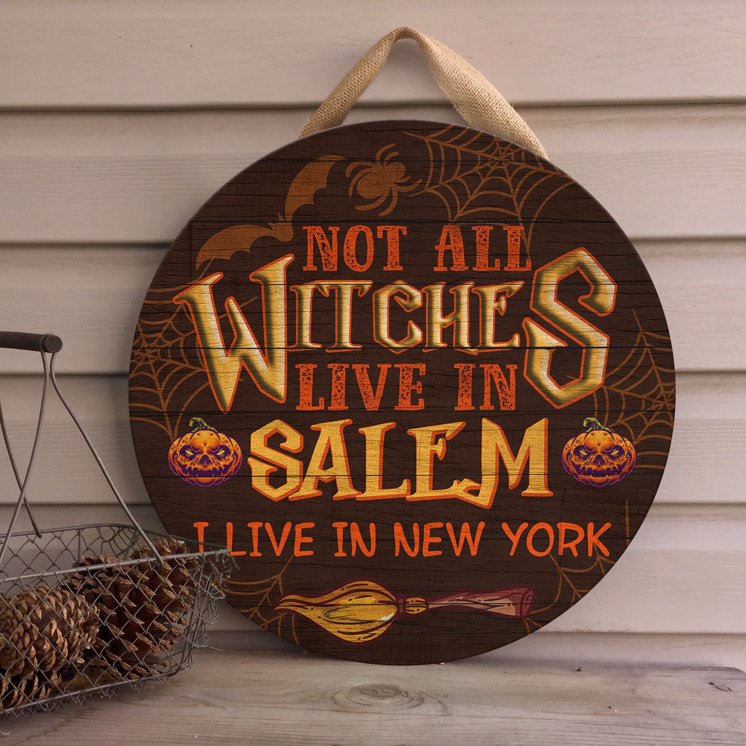 6KT. Not All Witches Live In Salem-Sample Design Door Sign Mockup 4