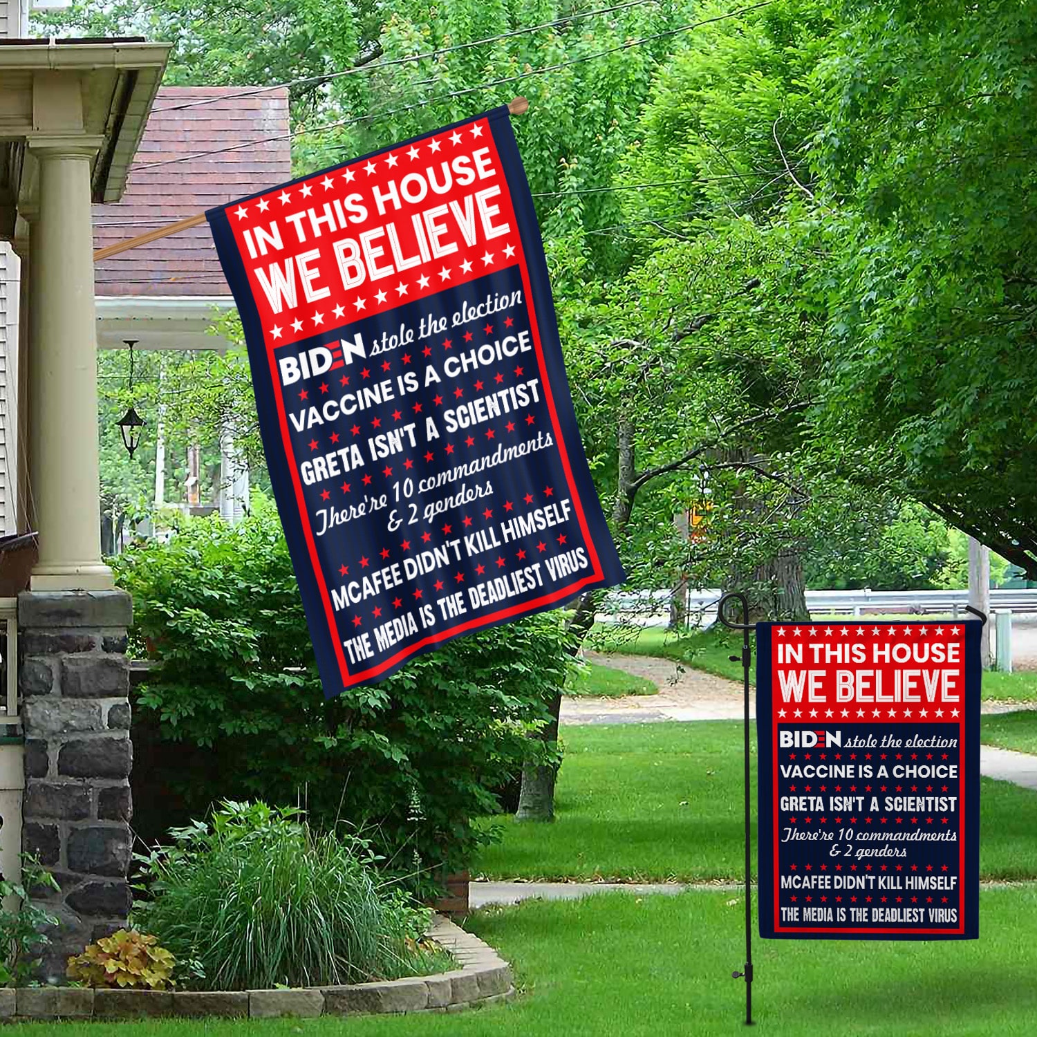 2LV. Stole Election FLAG Garden & House Mockup 1