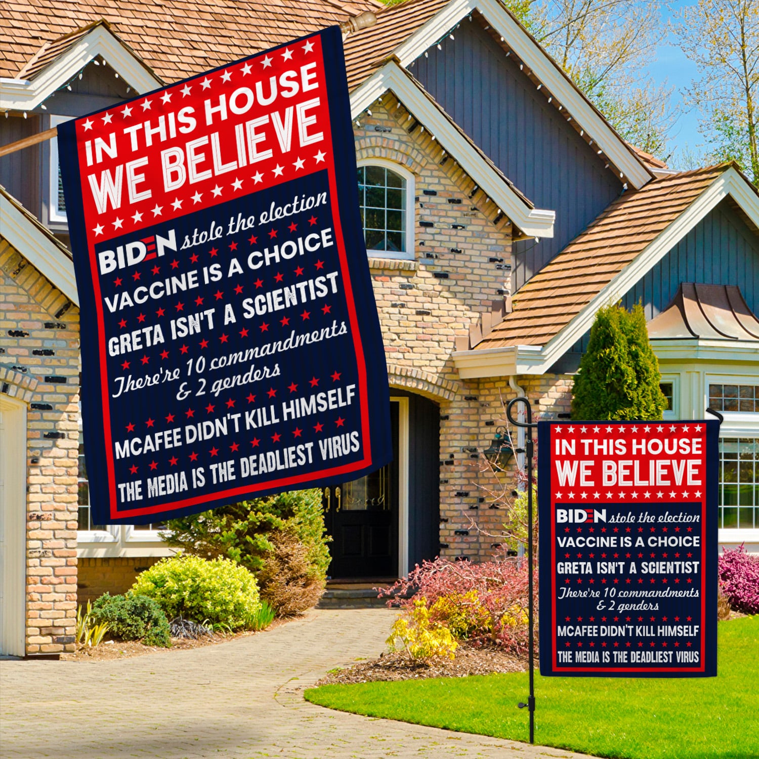 2LV. Stole Election FLAG Garden & House Mockup 3