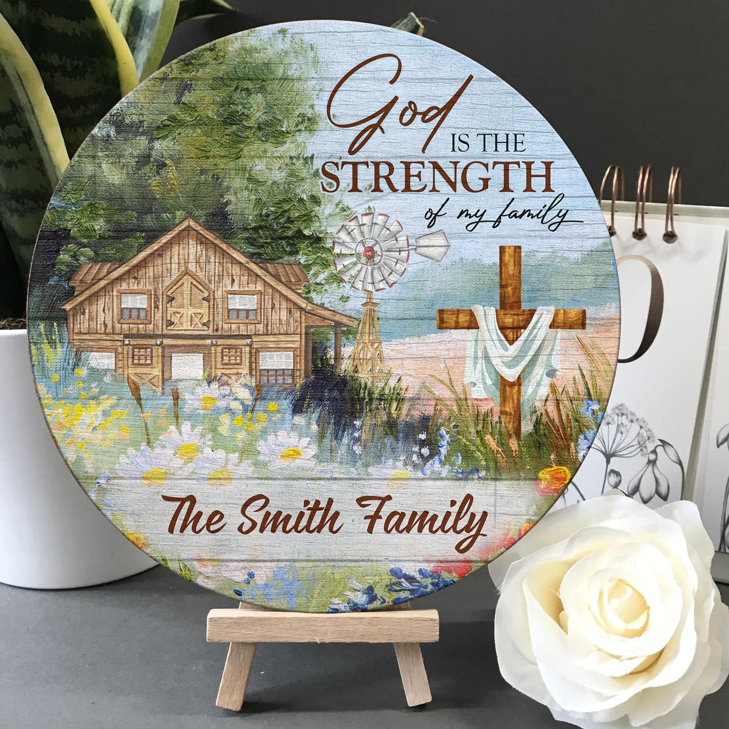 1O. God Is The Strength - sample design Door Sign Mockup 5