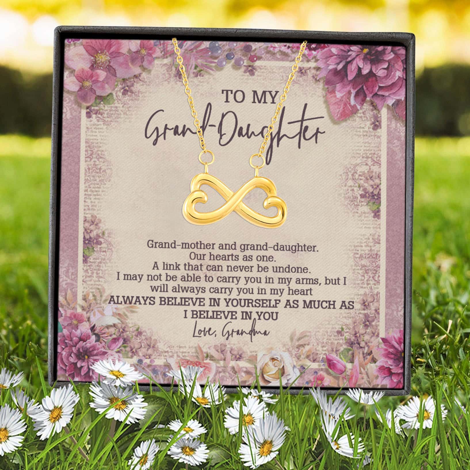 5VT. To My Granddaughter A Link That Infinity Heart Necklace (Gold) 7