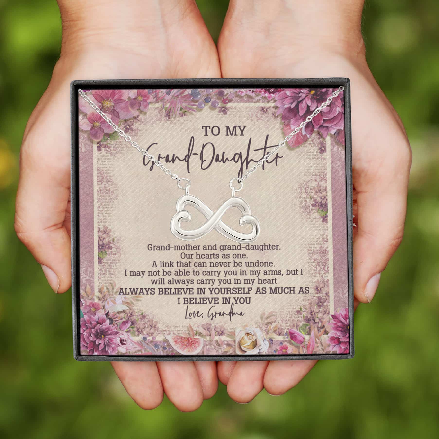 5VT. To My Granddaughter A Link That Infinity Heart Necklace (Silver)