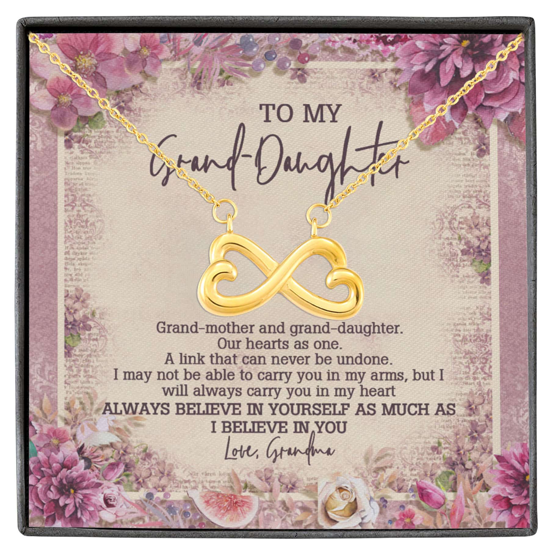 5VT. To My Granddaughter A Link That Infinity Heart Necklace White (Gold)