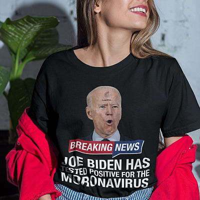 Alternative view of Breaking News Joe Biden Has Tested Positive For The Moronavirus T-Shirt - Anti Biden V-Neck Shirt