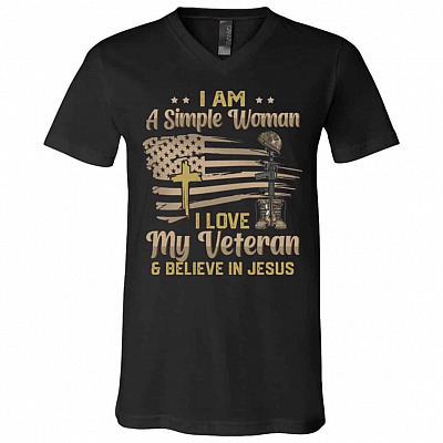 woman, Black, V-Neck T-Shirt