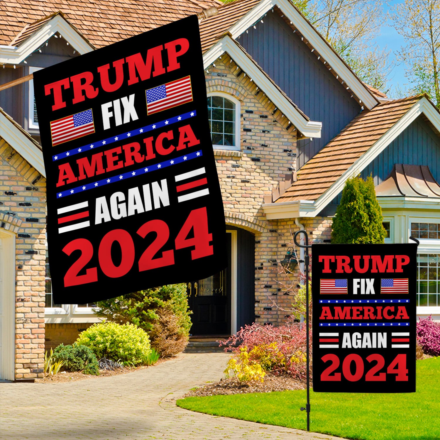 4KNG. Trump fix (flag) 30x40 Garden & House Mockup 3