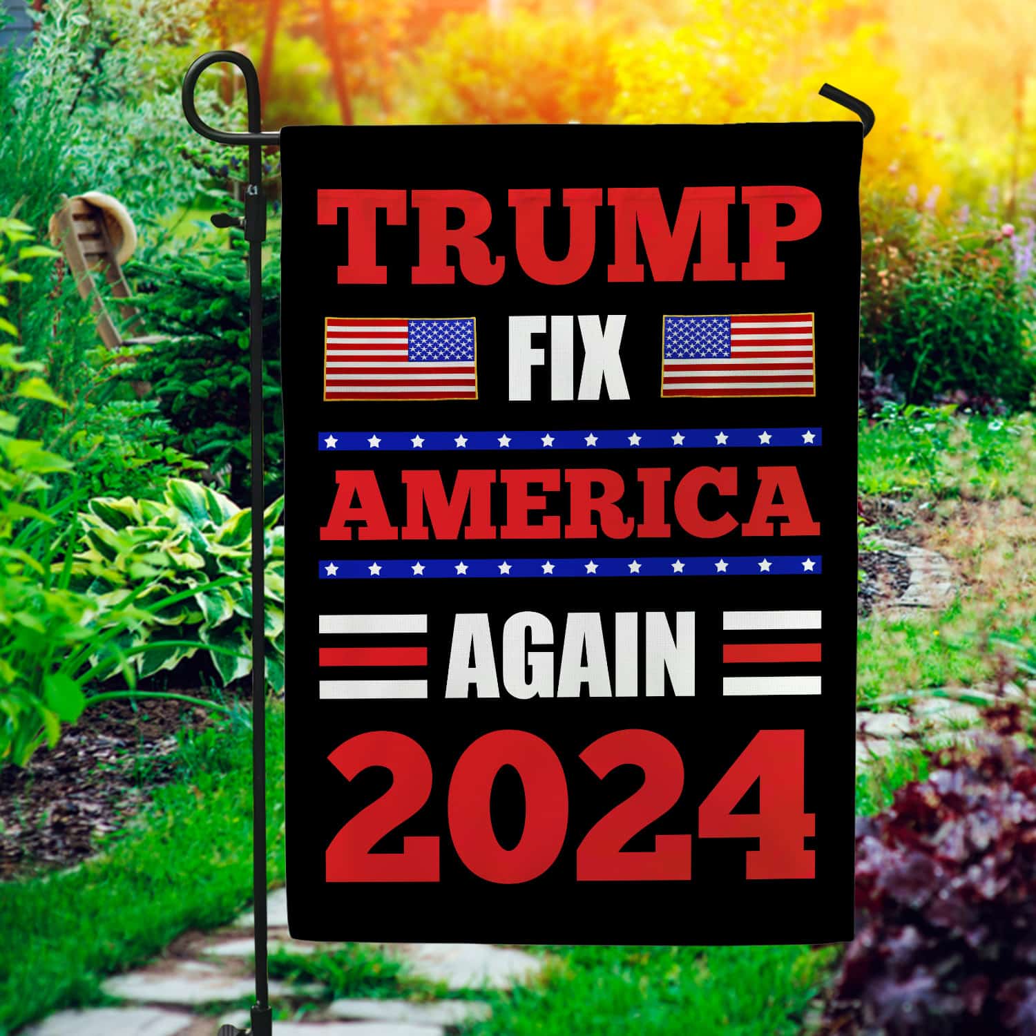 4KNG. Trump fix (flag) 30x40 Garden Flag Mockup 1