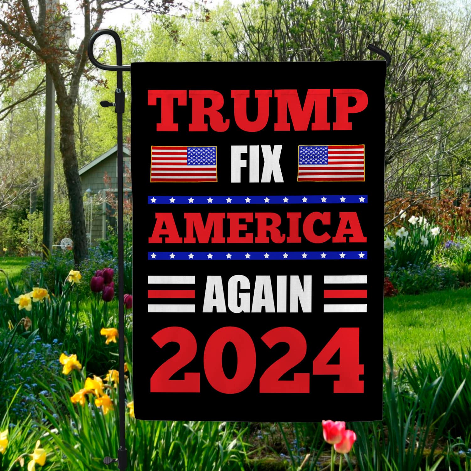 4KNG. Trump fix (flag) 30x40 Garden Flag Mockup 5