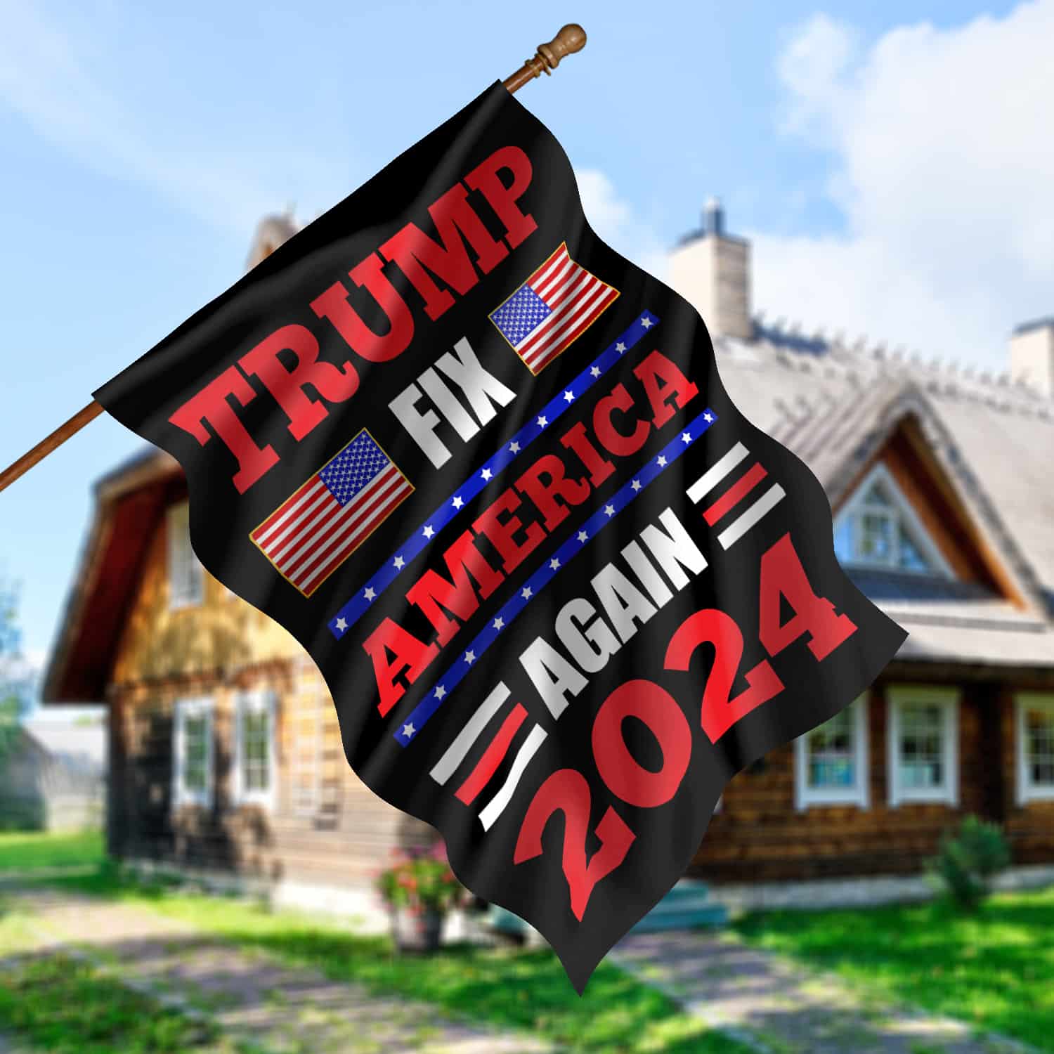 4KNG. Trump fix (flag) 30x40 House Flag Mockup 5