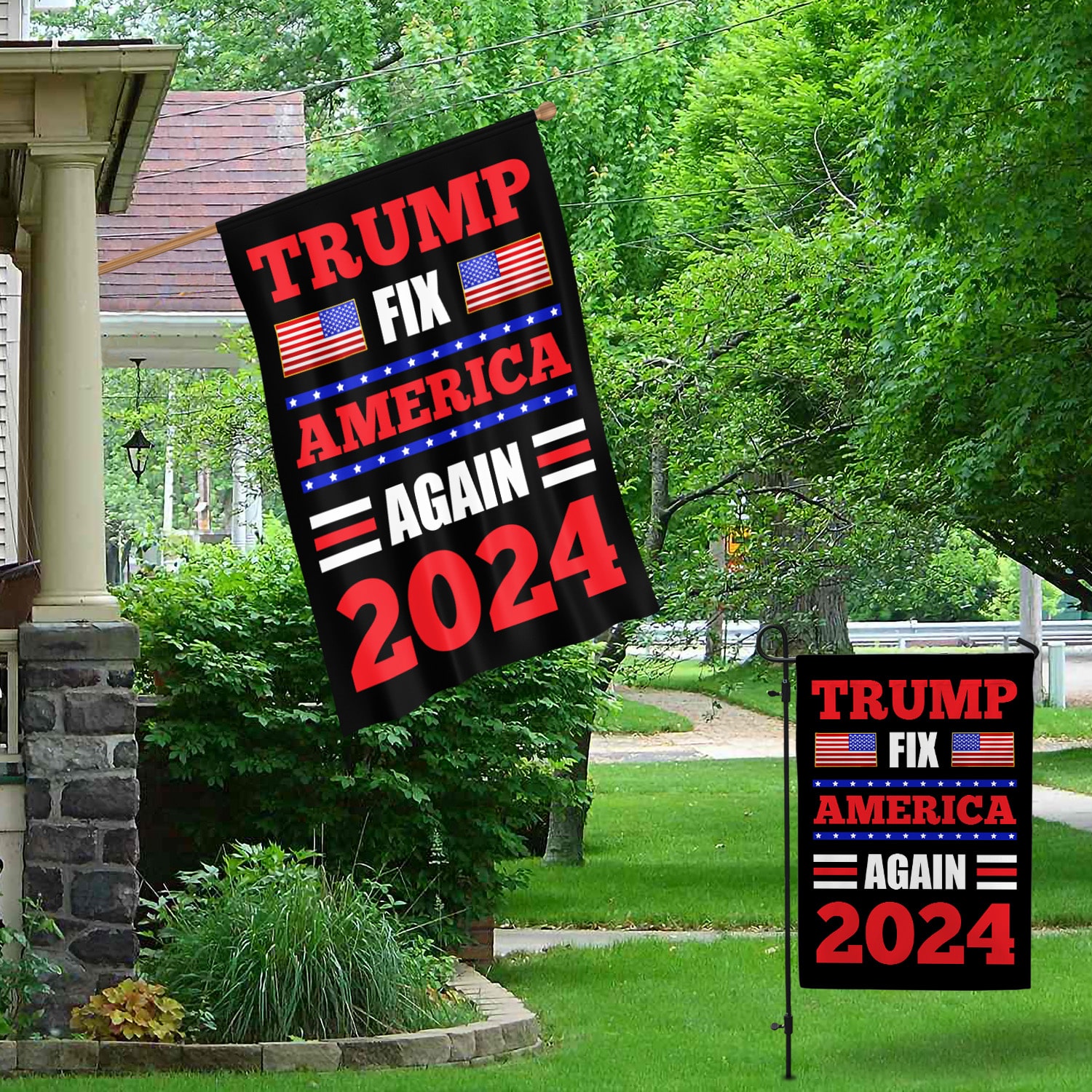 4KNG. Trump fix (flag) 30x40 Garden & House Mockup 1