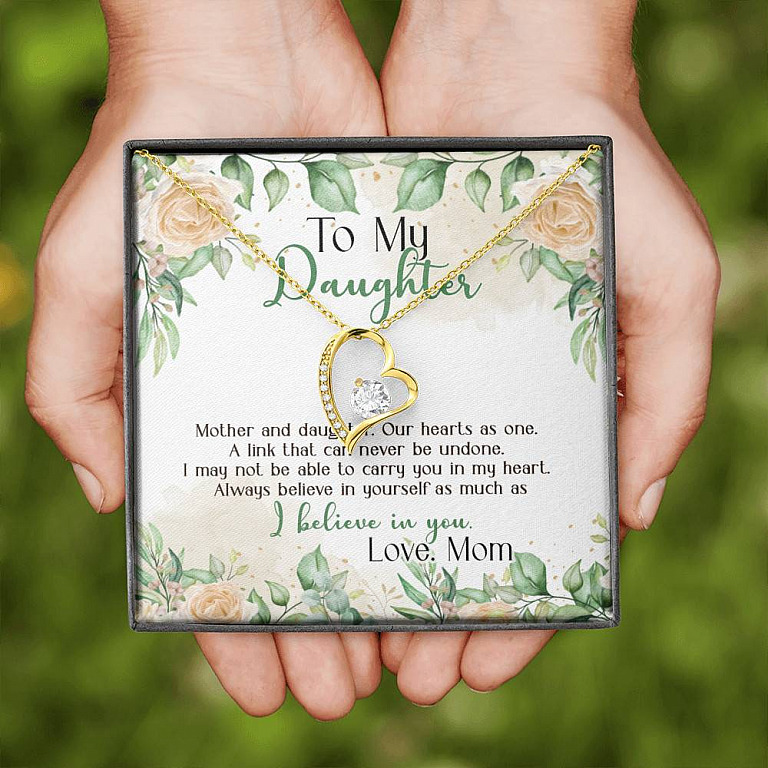 Gifts From Mom to My Daughter Mother and Daughter Our Heart as One Forever Love Pendant Necklace