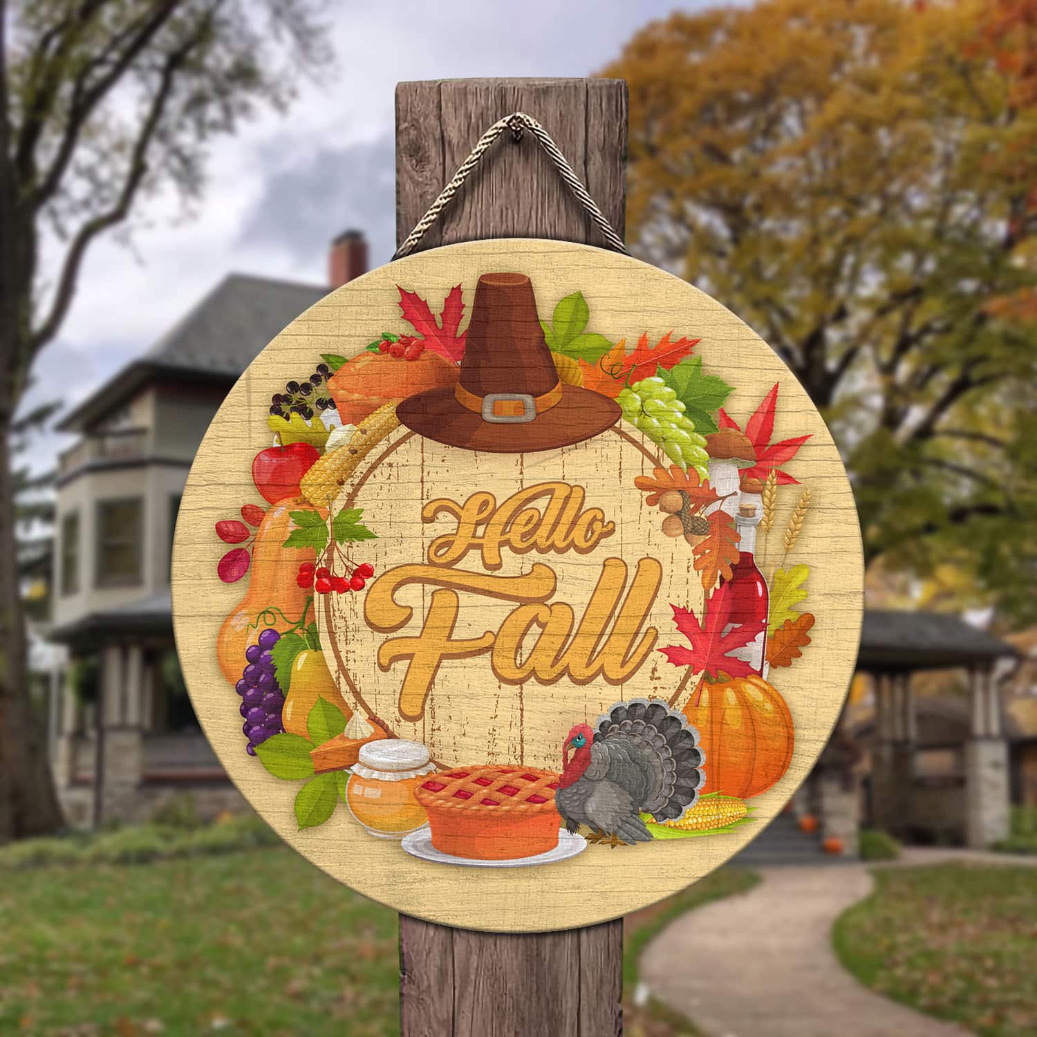 4O. Hello Fall (6) Door Sign Mockup 3
