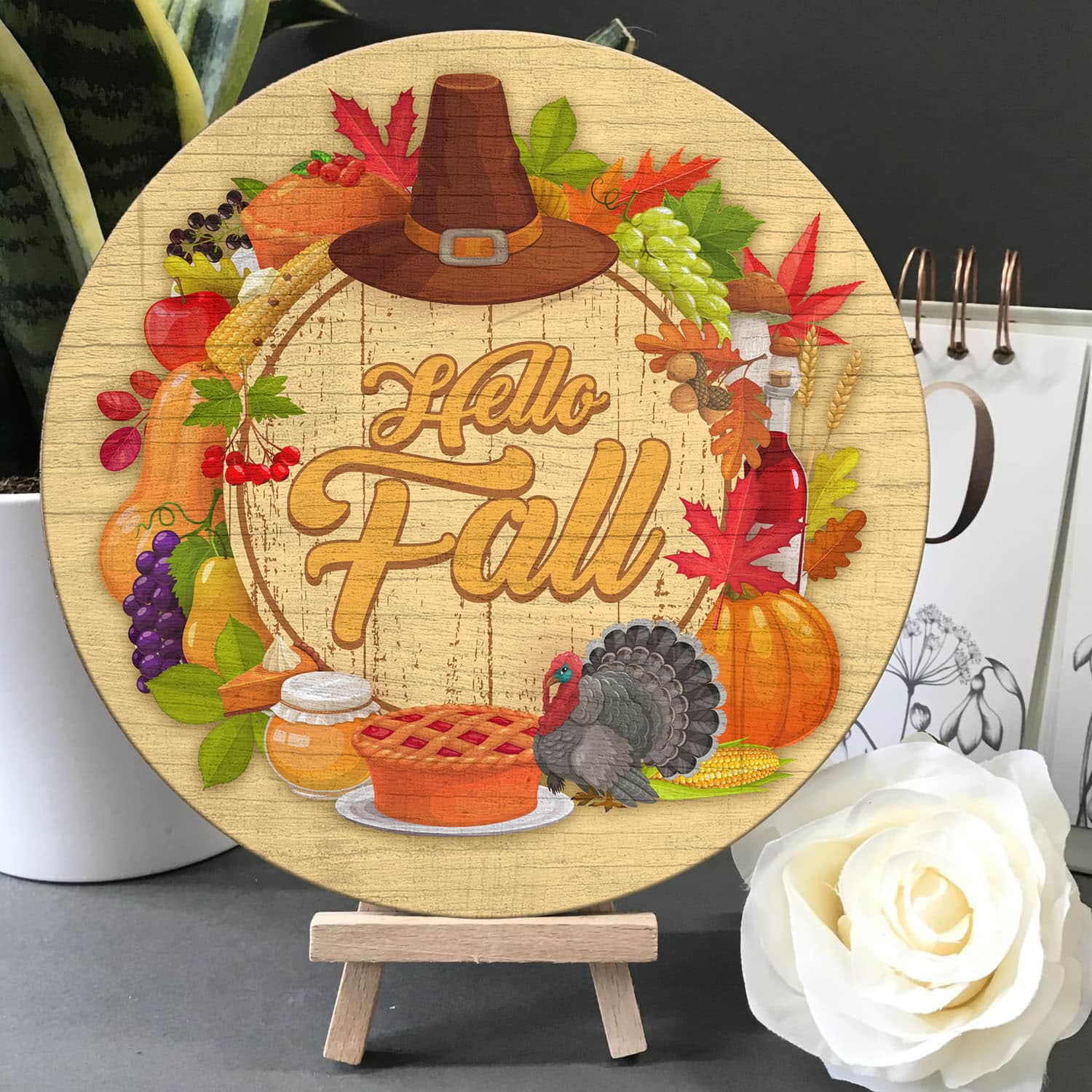 4O. Hello Fall (6) Door Sign Mockup 5