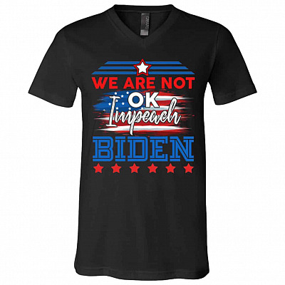 okay, Black, V-Neck T-Shirt