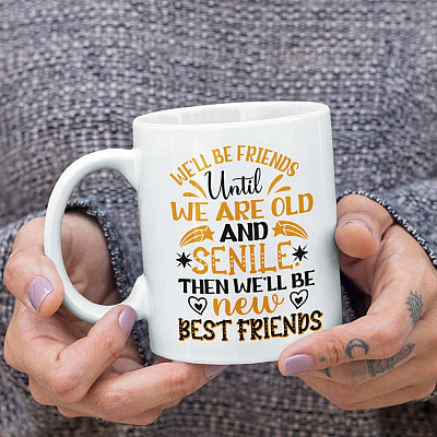 We'll Be Friends Until We're Old And Senile Ceramic Coffee Mug - Water Bottle - Beer Stein