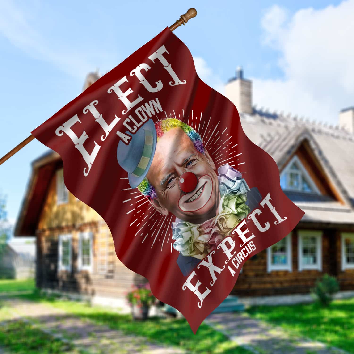 5NH. Elect A Clown House Flag Mockup 5