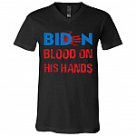 Biden Blood On His Hands T-Shirt, Black, V-Neck T-Shirt