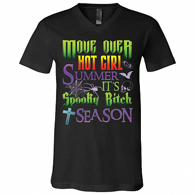 Move Over Hot Girl Tshirt, Black, V-Neck T-Shirt