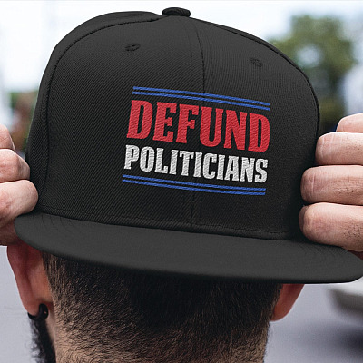 Alternative view of Defund Politicians Twill Cap - High-Profile Snapback Hat