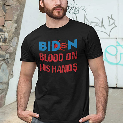 Alternative view of Biden Blood On His Hands T-Shirt - V-Neck Shirt
