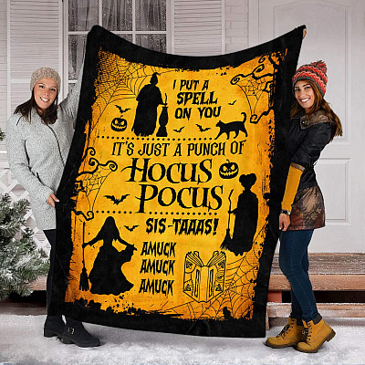 Alternative view of Sanderson Sisters Hocus Pocus Halloween Witches Blanket - It's Just a Bunch of Hocus Pocus Throw Blanket